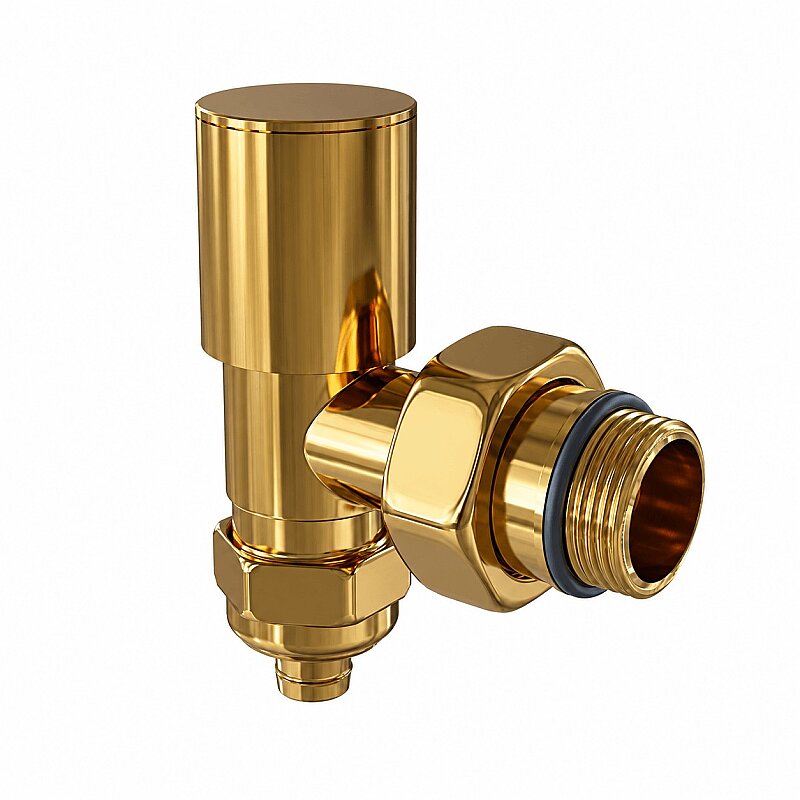Radyatör Vanası 1/2'' Altın Renkli Köşe Pex (Metal Volanlı 16*2mm Boru Bağl. Rakorlu)