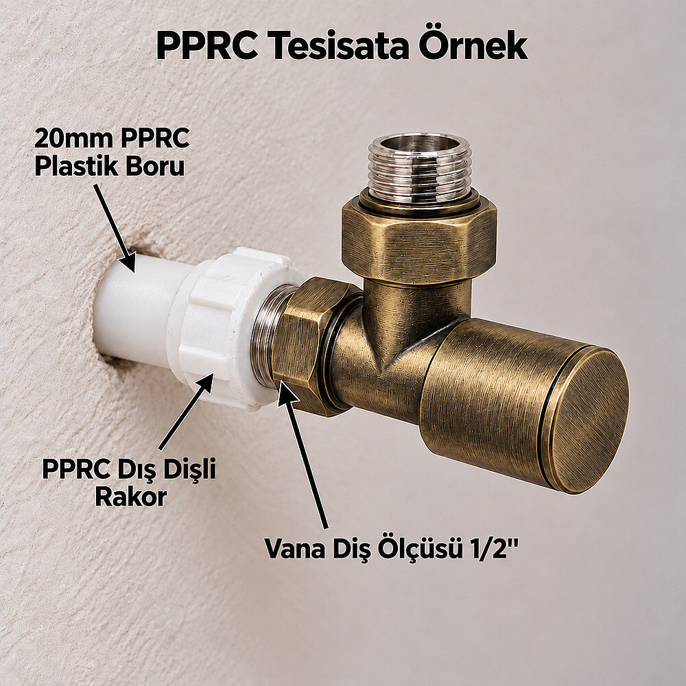 Radyatör Vanası 1/2'' Antik Köşe (Metal Volanlı) - 2