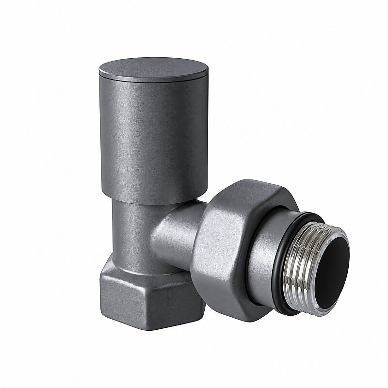 Radyatör Vanası 1/2'' Antrasit Köşe (Metal Volanlı) 