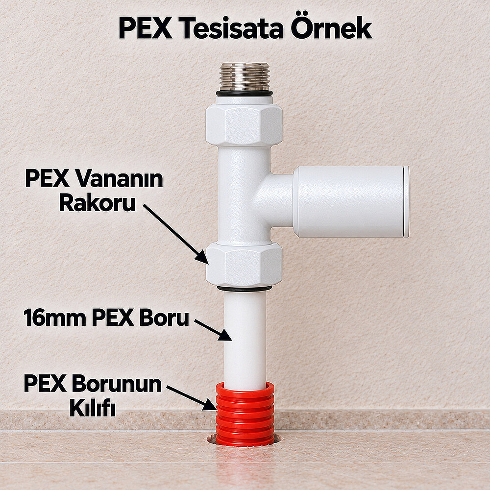 Radiator Valve 1/2'' White Straight Pex (Metal Head 16x2 Connection) - 2