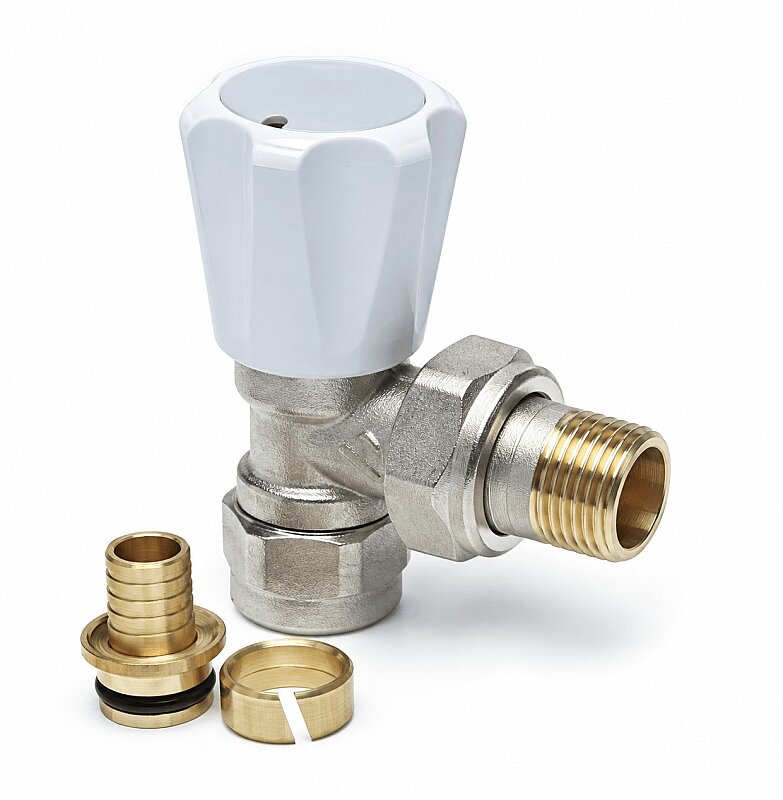 Radyatör Vanası 1/2'' Köşe Pex (16*2mm Boru Bağl. Rakorlu) 