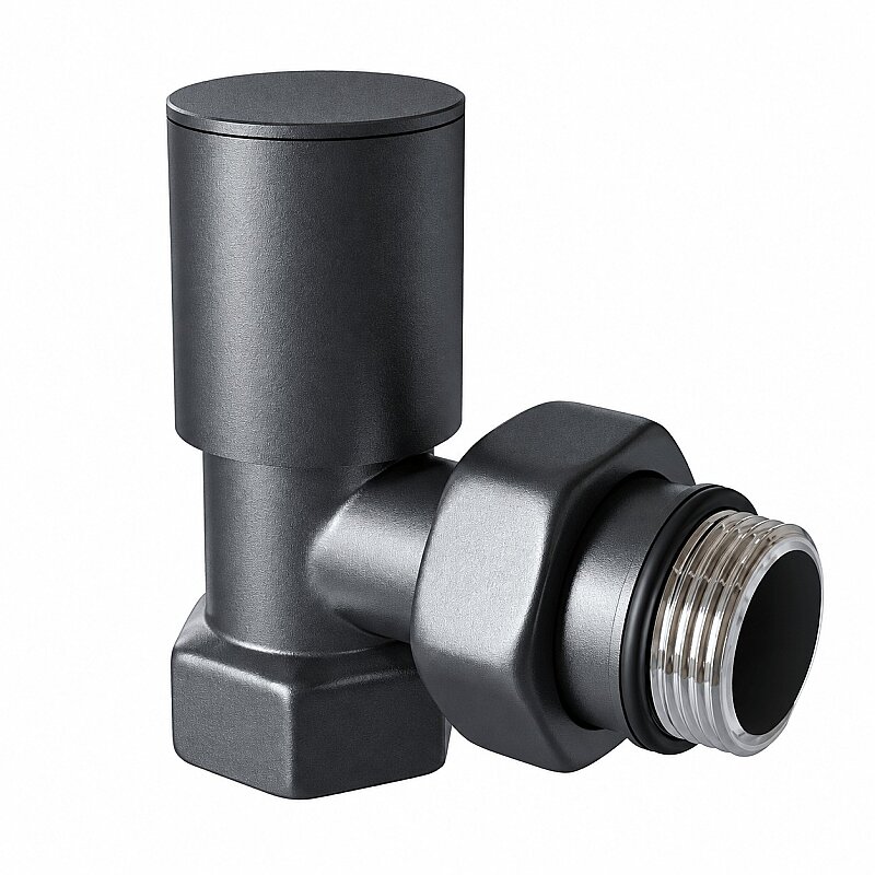 Radyatör Vanası 1/2'' Koyu Antrasit Köşe (Metal Volanlı) 