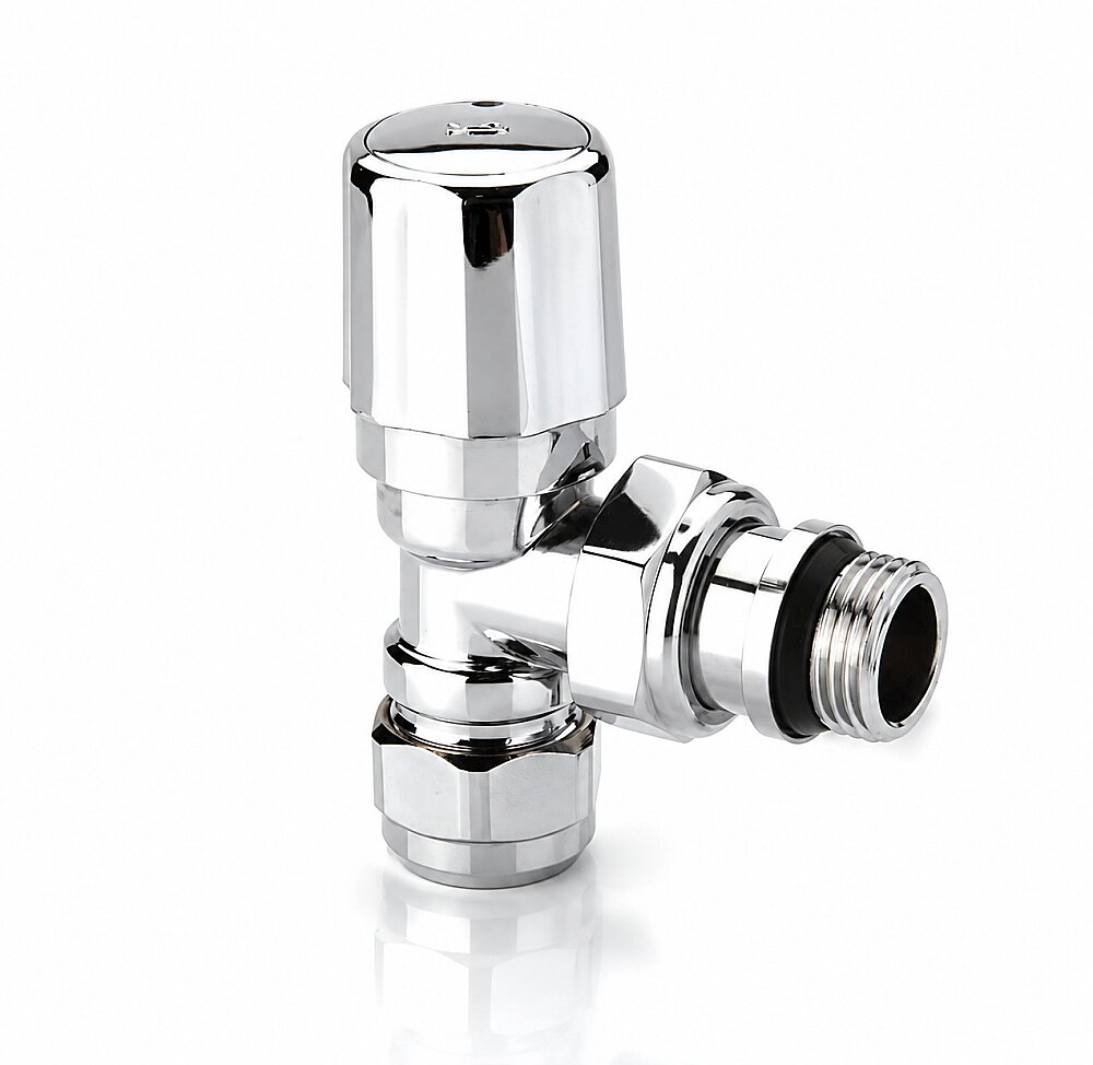 Radyatör Vanası 1/2'' Krom Köşe Pex (Plastik Vol.16*2mm Boru Bağl. Rakorlu) - 1