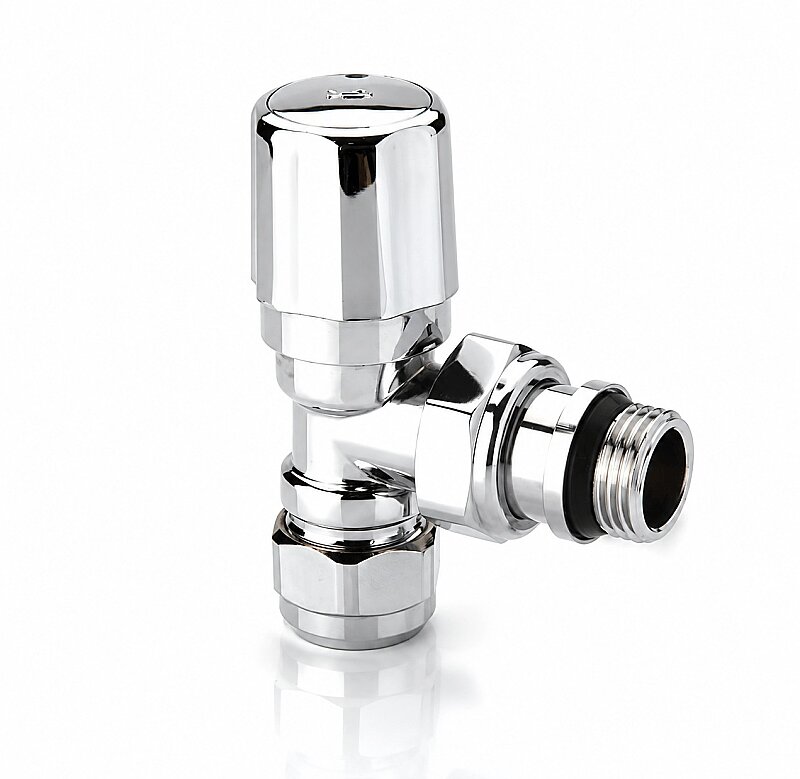 Radyatör Vanası 1/2'' Krom Köşe (Plastik Vol.17*2mm Boru Bağl. Rakorlu) 