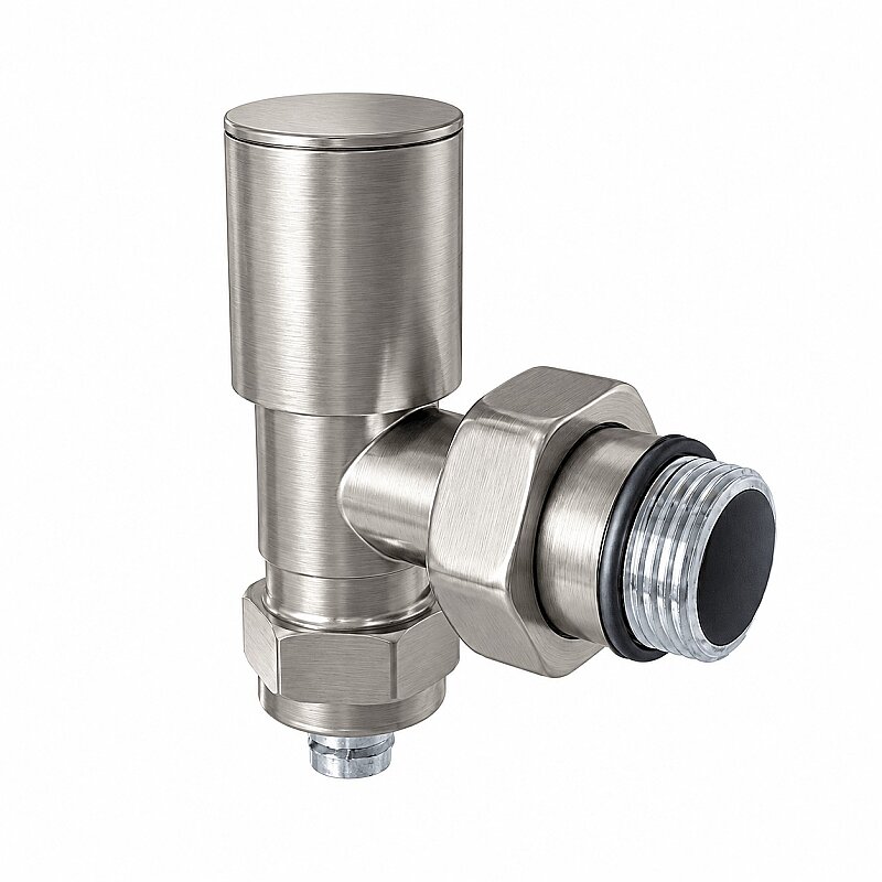 Radyatör Vanası 1/2'' Mat Nikel Köşe Pex (Metal Volanlı 16*2mm Boru Bağl. Rakorlu)