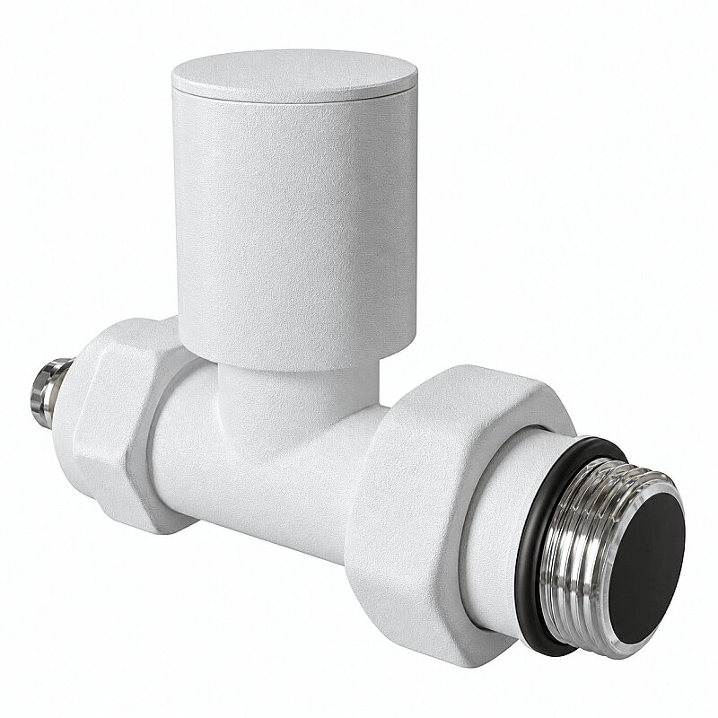 Radyatör Vanası 1/2'' Pütürlü Beyaz Düz Pex (Metal Volanlı 16*2mm Boru Bağl. Rakorlu)