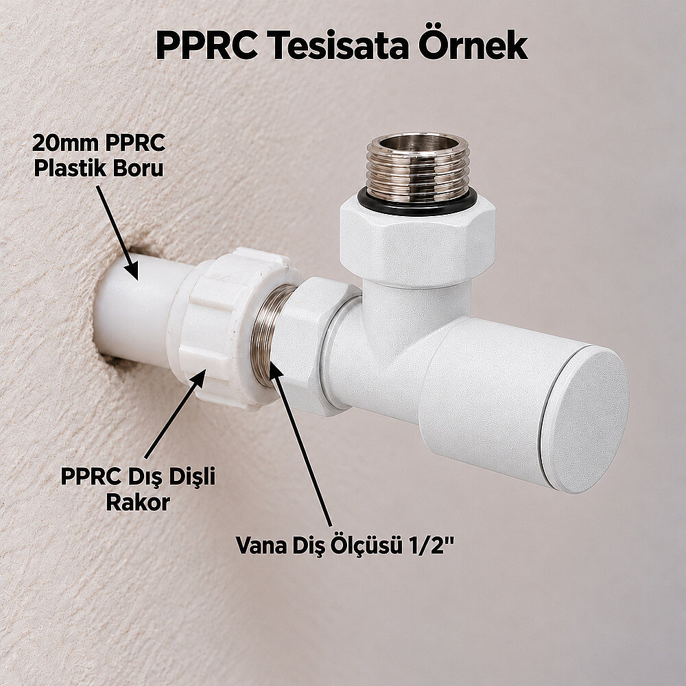 Radyatör Vanası 1/2'' Pütürlü Beyaz Köşe (Metal Volanlı) - 2