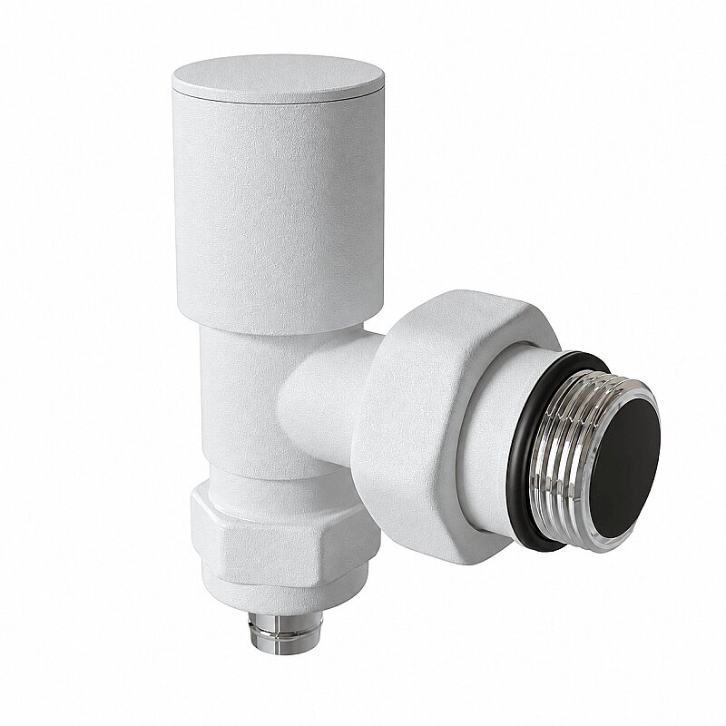 Radyatör Vanası 1/2'' Pütürlü Beyaz Köşe Pex (Metal Volanlı 16*2mm Boru Bağl. Rakorlu)