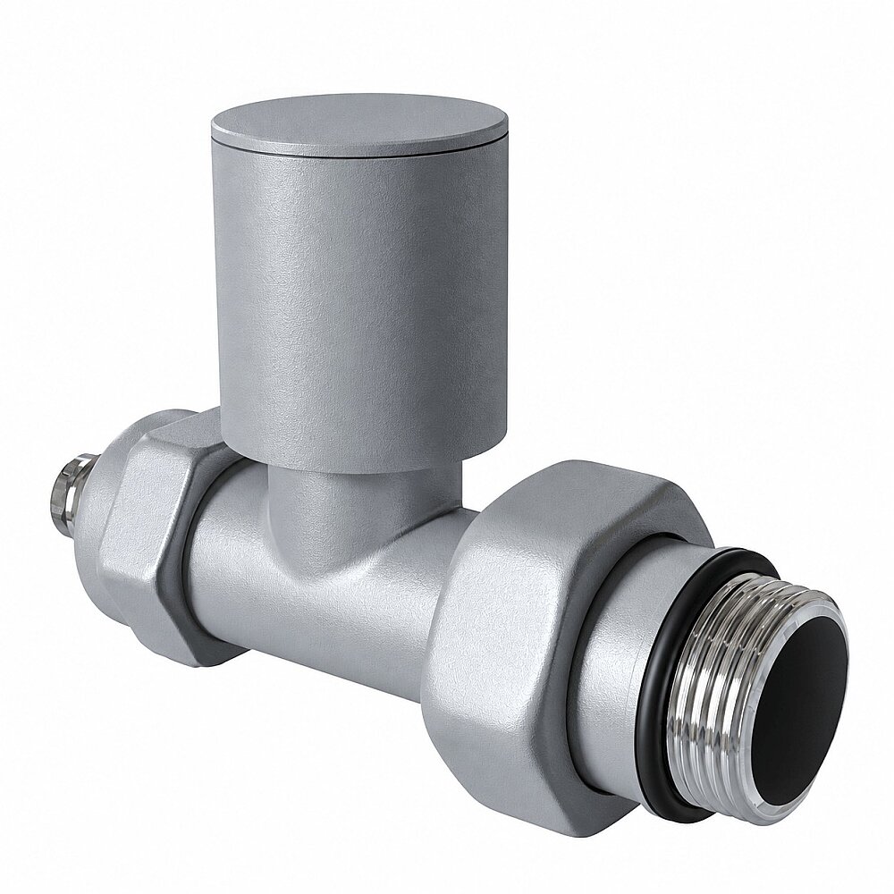 Radyatör Vanası 1/2'' Pütürlü Gri Düz Pex (Metal Volanlı 16*2mm Boru Bağl. Rakorlu) - 1