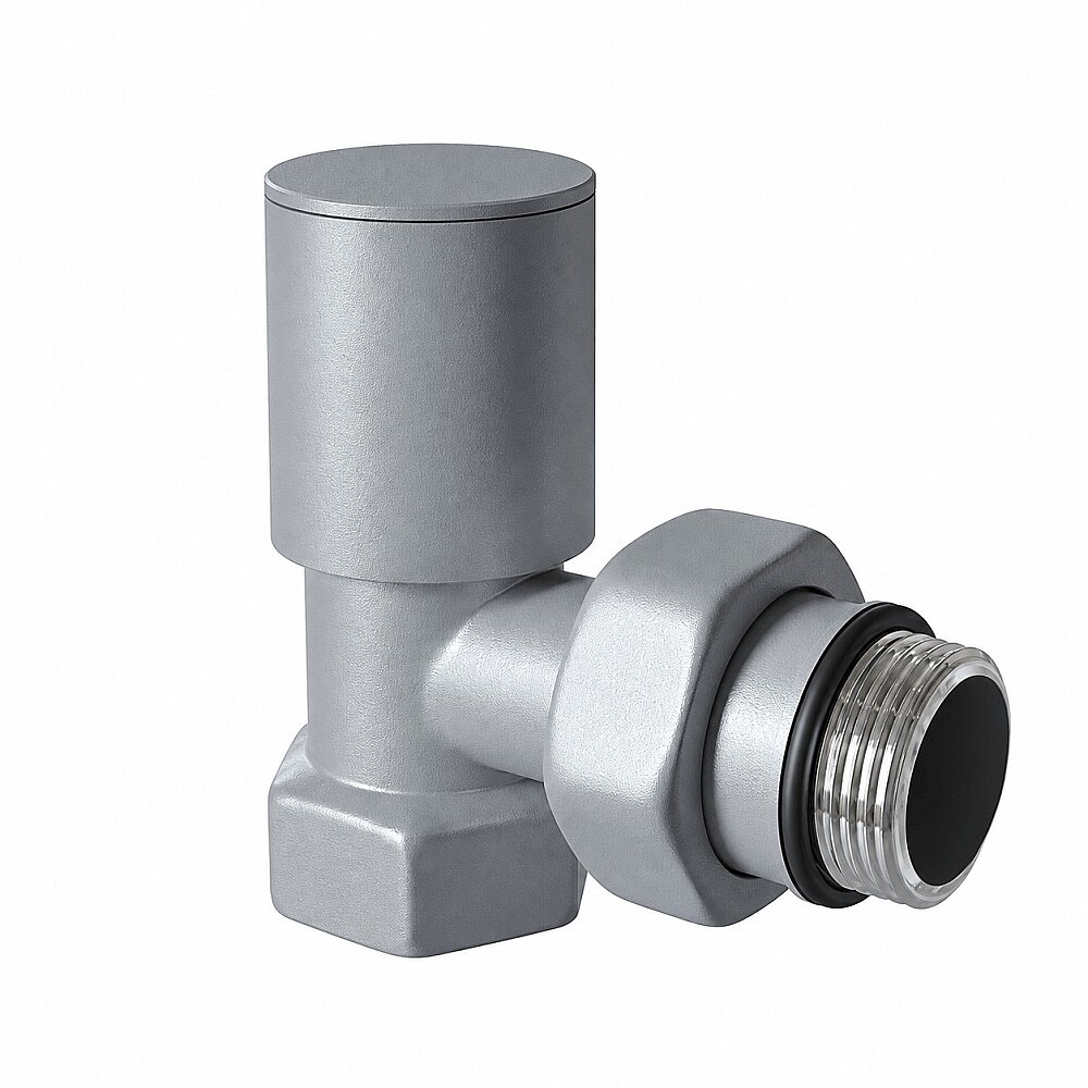 Radyatör Vanası 1/2'' Pütürlü Gri Köşe (Metal Volanlı) - 1