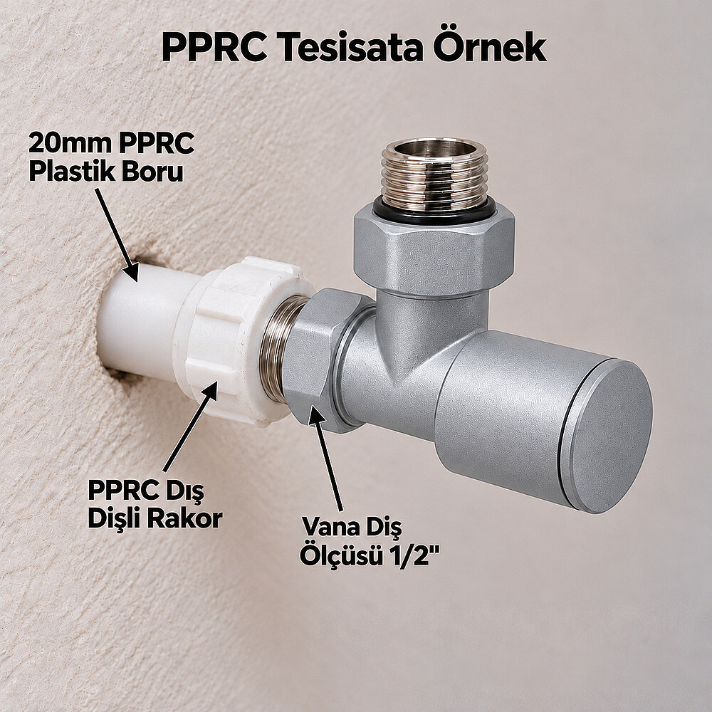 Radyatör Vanası 1/2'' Pütürlü Gri Köşe (Metal Volanlı) - 2
