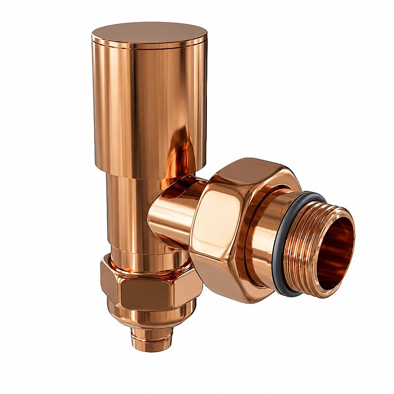 Radyatör Vanası 1/2'' Rose Gold Köşe Pex (Metal Volanlı 16*2mm Boru Bağl. Rakorlu) 