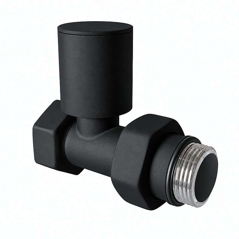 Radiator Valve 1/2'' Black Straight (Metal Head)