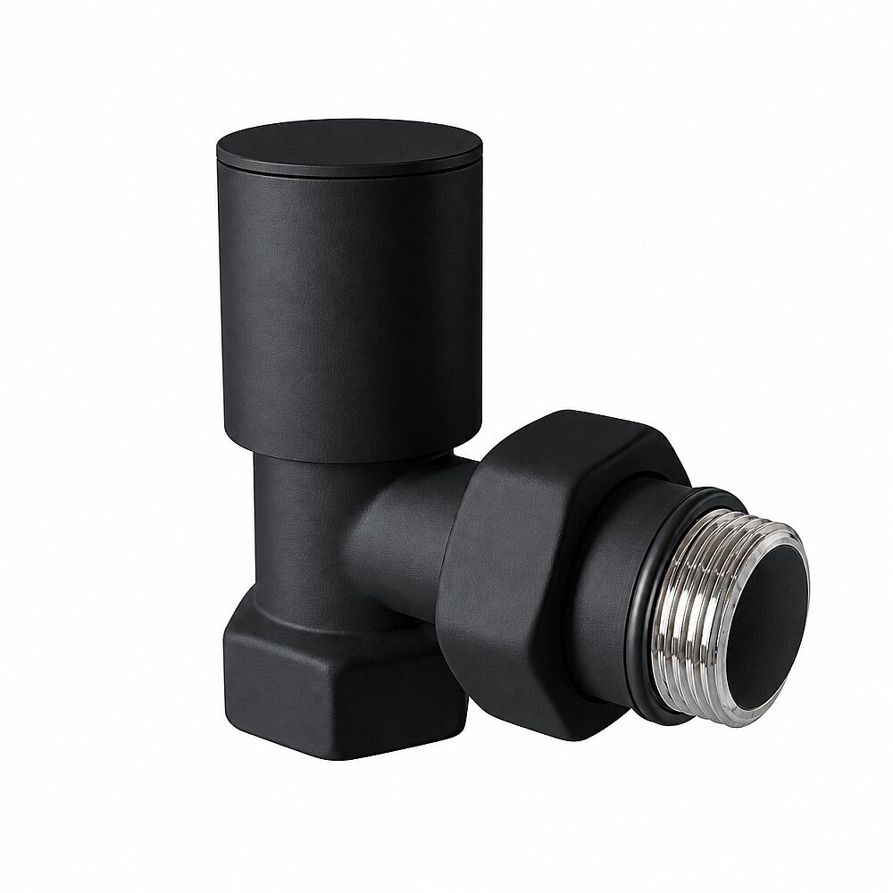 Radyatör Vanası 1/2'' Siyah Köşe (Metal Volanlı) - 1