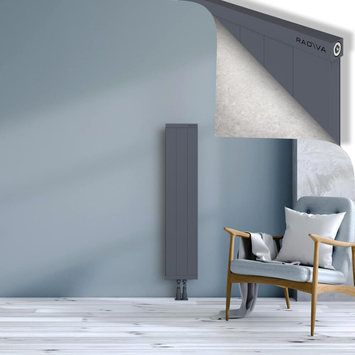 Rio Dekoratif Alüminyum Radyatör 1200x304 Antrasit Alt Orta 50mm