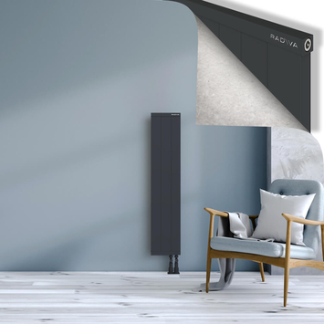 Rio Dekoratif Alüminyum Radyatör 1200x304 Koyu Antrasit Alt Sağ 50mm