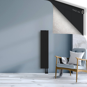 Rio Dekoratif Alüminyum Radyatör 1200x304 Siyah Alt Sağ 50mm