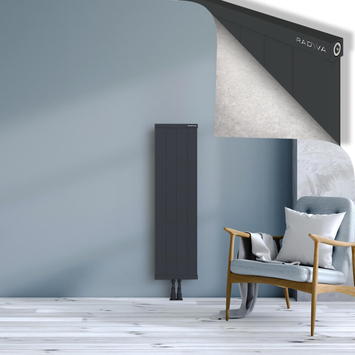 Rio Dekoratif Alüminyum Radyatör 1200x404 Koyu Antrasit Alt Orta 50mm
