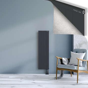 Rio Dekoratif Alüminyum Radyatör 1200x404 Koyu Antrasit Alt Sağ 50mm