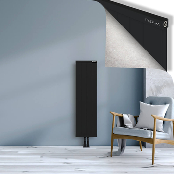 Rio Dekoratif Alüminyum Radyatör 1200x404 Siyah Alt Orta 50mm