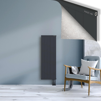 Rio Dekoratif Alüminyum Radyatör 1200x504 Koyu Antrasit Alt Sağ 50mm