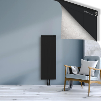 Rio Dekoratif Alüminyum Radyatör 1200x504 Siyah Alt Orta 50mm