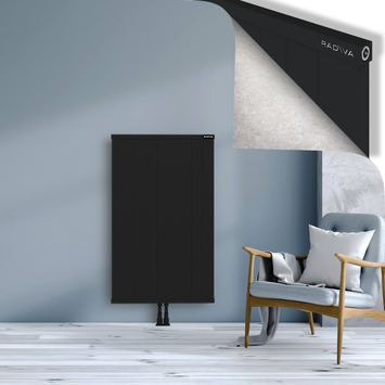 Rio Dekoratif Alüminyum Radyatör 1200x904 Siyah Alt Orta 50mm
