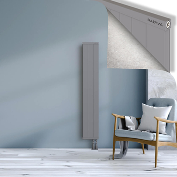 Rio Dekoratif Alüminyum Radyatör 1500x304 Gri Alt Sağ 50mm