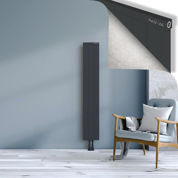 Rio Dekoratif Alüminyum Radyatör 1500x304 Koyu Antrasit Alt Orta 50mm