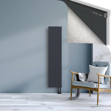 Rio Dekoratif Alüminyum Radyatör 1500x404 Koyu Antrasit Alt Sağ 50mm