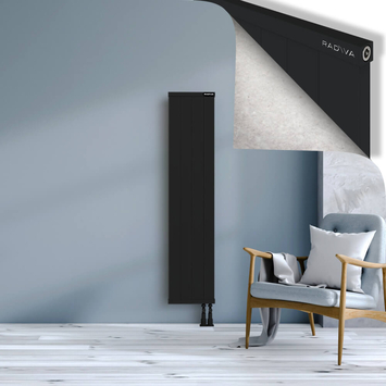 Rio Dekoratif Alüminyum Radyatör 1500x404 Siyah Alt Sağ 50mm