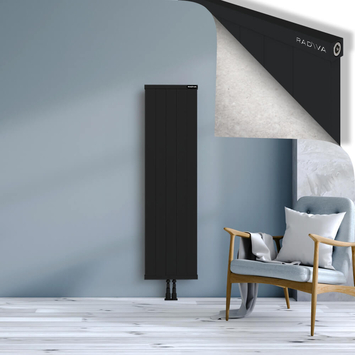 Rio Dekoratif Alüminyum Radyatör 1500x504 Siyah Alt Orta 50mm