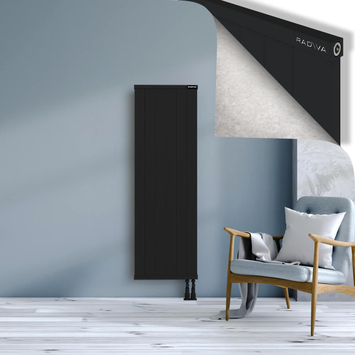 Rio Dekoratif Alüminyum Radyatör 1500x604 Siyah Alt Sağ 50mm