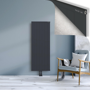 Rio Dekoratif Alüminyum Radyatör 1500x704 Koyu Antrasit Alt Orta 50mm
