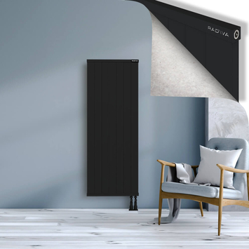 Rio Dekoratif Alüminyum Radyatör 1500x704 Siyah Alt Sağ 50mm