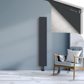Rio Dekoratif Alüminyum Radyatör 1600x304 Koyu Antrasit Alt Orta 50mm