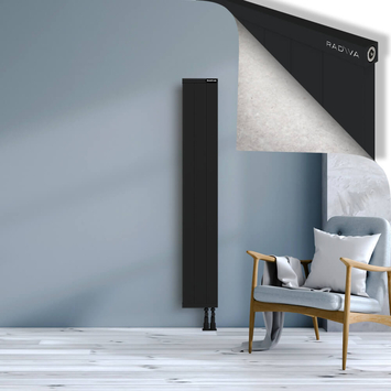 Rio Dekoratif Alüminyum Radyatör 1600x304 Siyah Alt Sağ 50mm