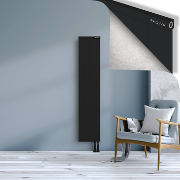 Rio Dekoratif Alüminyum Radyatör 1600x404 Siyah Alt Sağ 50mm