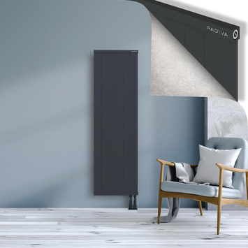 Rio Dekoratif Alüminyum Radyatör 1600x604 Koyu Antrasit Alt Sağ 50mm