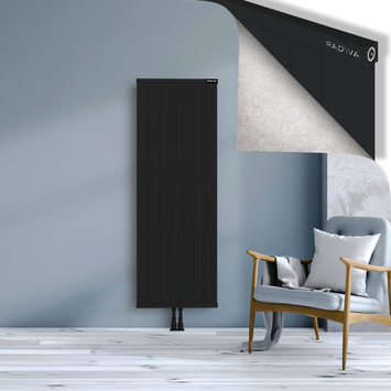 Rio Dekoratif Alüminyum Radyatör 1600x704 Siyah Alt Orta 50mm