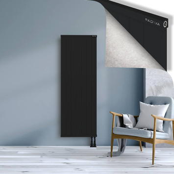 Rio Dekoratif Alüminyum Radyatör 1600x704 Siyah Alt Sağ 50mm