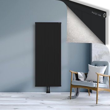 Rio Dekoratif Alüminyum Radyatör 1600x804 Siyah Alt Orta 50mm