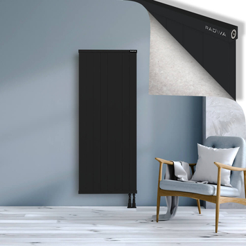 Rio Dekoratif Alüminyum Radyatör 1600x804 Siyah Alt Sağ 50mm