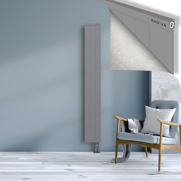 Rio Dekoratif Alüminyum Radyatör 1800x304 Gri Alt Sağ 50mm