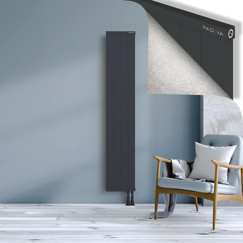 Rio Dekoratif Alüminyum Radyatör 1800x404 Koyu Antrasit Alt Sağ 50mm