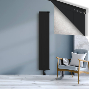 Rio Dekoratif Alüminyum Radyatör 1800x404 Siyah Alt Orta 50mm