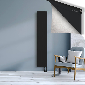 Rio Dekoratif Alüminyum Radyatör 1800x404 Siyah Alt Sağ 50mm