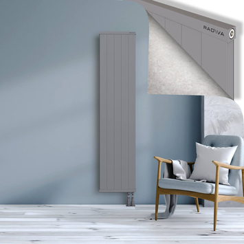 Rio Dekoratif Alüminyum Radyatör 1800x504 Gri Alt Sağ 50mm