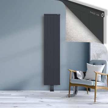 Rio Dekoratif Alüminyum Radyatör 1800x504 Koyu Antrasit Alt Orta 50mm
