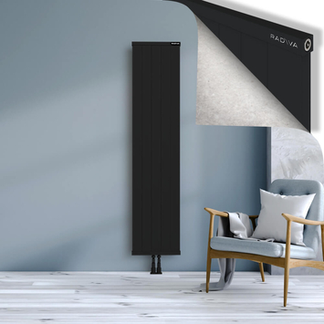 Rio Dekoratif Alüminyum Radyatör 1800x504 Siyah Alt Orta 50mm